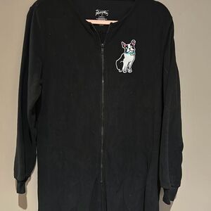 Nick & Nora Black Onesie Small Boston Terrier Full Zip